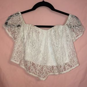 Guess Off the Shoulder Lace Corset Top